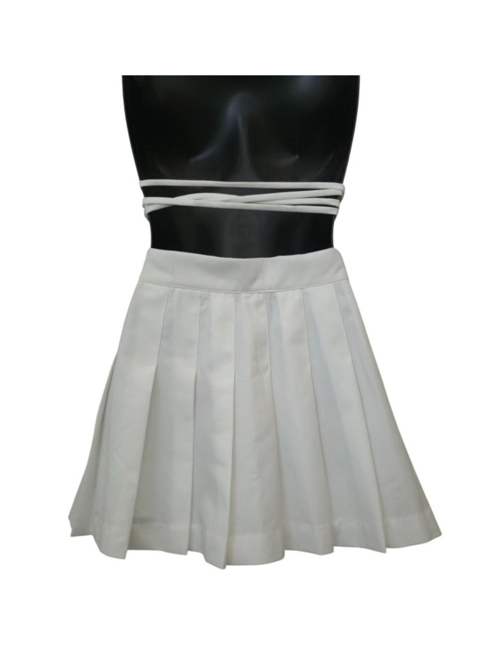 Sweet Chilling White Pleated Mini Skort With Wraparound Tie Detail Sz XS - Picture 3 of 8